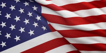 Waving American Flag. Great use for USA and presidential elections related concepts.